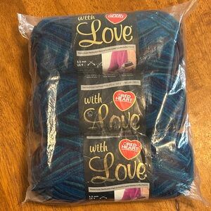 Red Heart With Love in Cerulean Variegated Yarn
